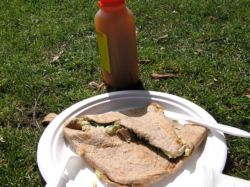 36.Spinach, egg and goat cheese crepe