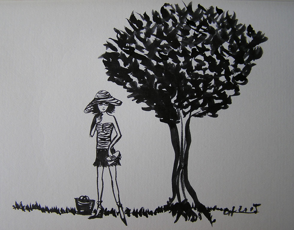 Girl under tree