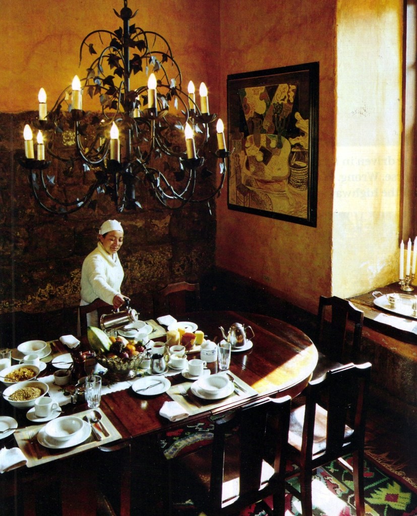 Set breakfast table in an old hacienda