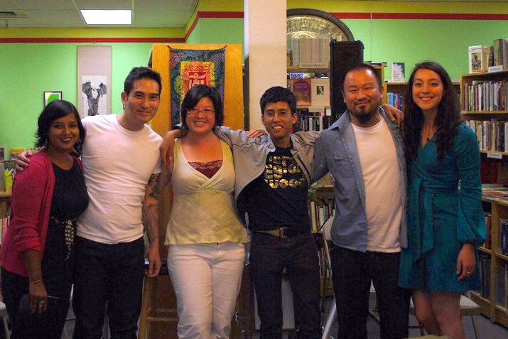 Almost looks like we're against a green screen, huh? Litcrawl 2011 KSW reading