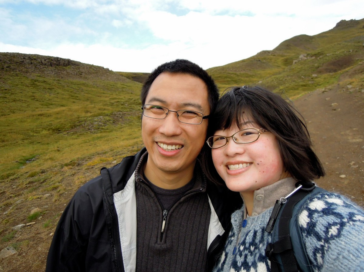 Hiking at Hveragerdi in Iceland. Later this afternoon we bathed in a hot river. :) Lisa and Erik in Iceland