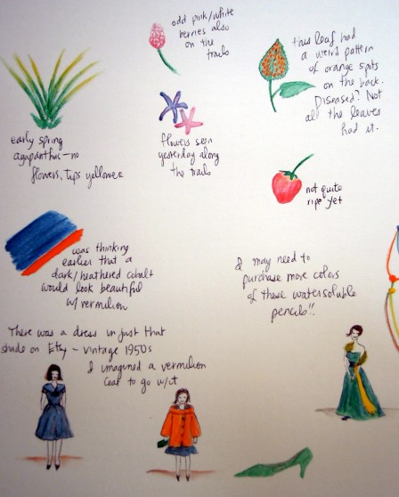 Playing with my new water-soluble pencils 4/3/12 visual diary