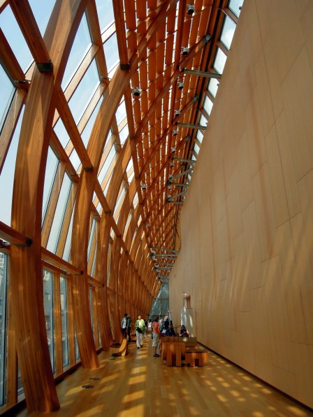 Curved wood-and-glass wall, AGO