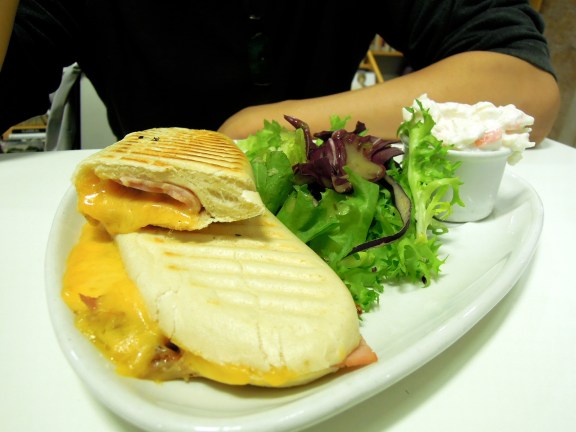 Ham, cheese, and tomato panini