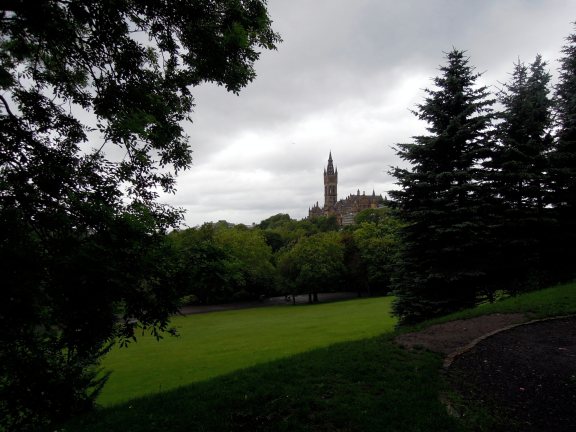 University of Glasgow Tower, seen from the park