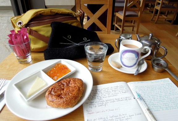 Aberdeen buttery with more butter and housemade orange marmalade, tea and shortbread.