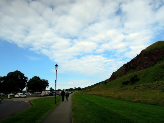 Paved walkway next to the crag