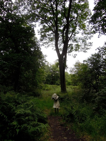 Quite desolate-looking on a day like this one These statues all have hair hanging down over their heads so you can't see their faces