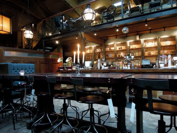 Hillhead Bookclub in the West End of Glasgow, with an edgy old-library decor.