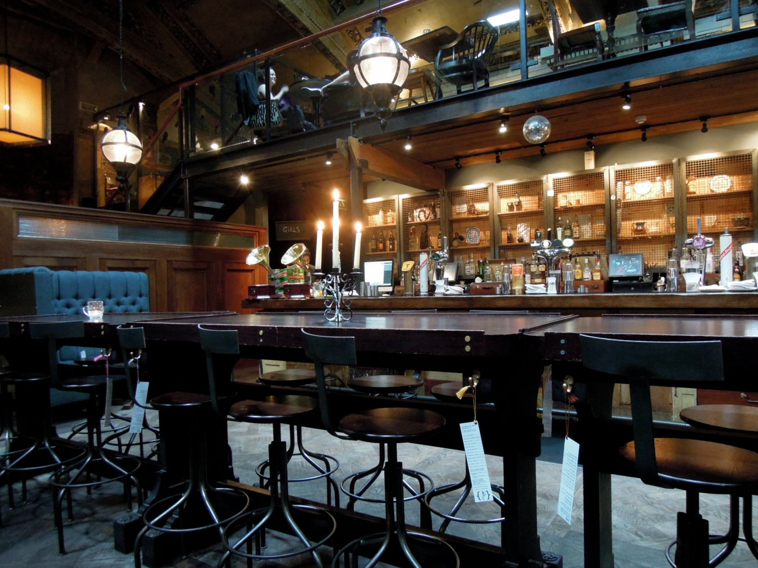 Hillhead Bookclub in the West End of Glasgow, with an edgy old-library decor.