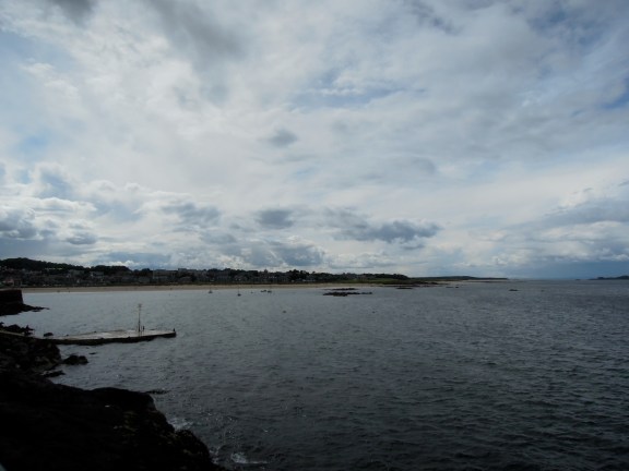 View of the harbor silhouetted