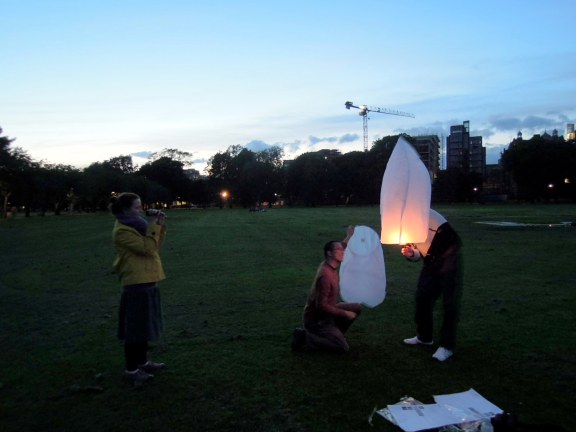 Lighting flying lanterns in The Meadows with new friends Aga and Scott, two nights before we left Edinburgh.