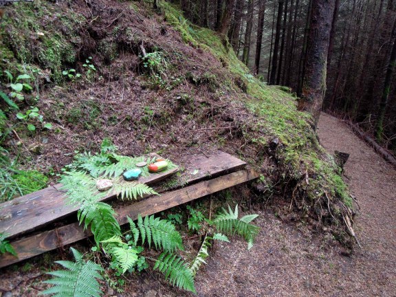 Three of the painted rocks along the trail