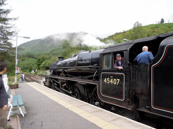 The black locomotive of the Jacobite Steam Train