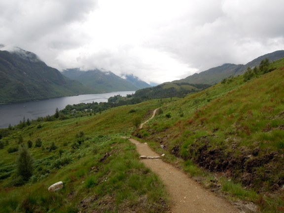 Trail on the edge of the hill above Loch Shiel