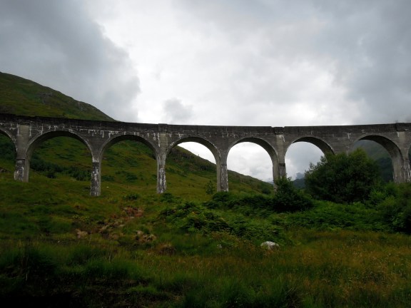 Glenfinnan Viaduct with the hills silhouetted behind