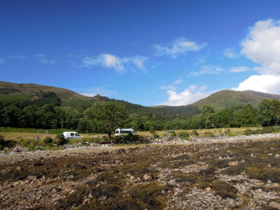 Cars parked along roadside