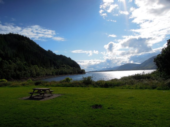 Picnic table on Loch Linnhe