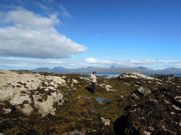 Some of the seaweed was really fun to walk over, because it popped, like bubble wrap. Lisa on the rocks