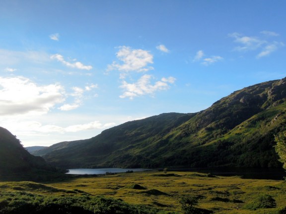 I wonder what it would be like to live in the Highlands. Probably it's muddy and midge-infested and pouring rain most of the time. But it's such beautiful country, the views are like food. Loch amid green hills