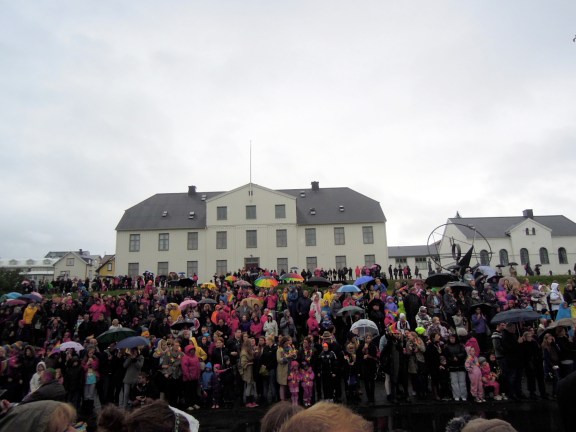 The Pride parade crowd on our first Saturday in Iceland. 