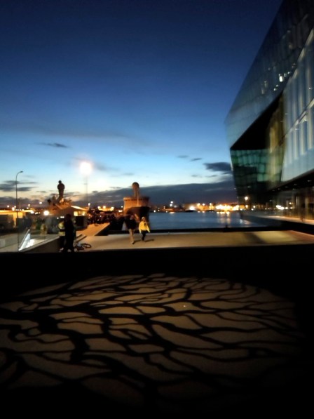 Outside Harpa at night