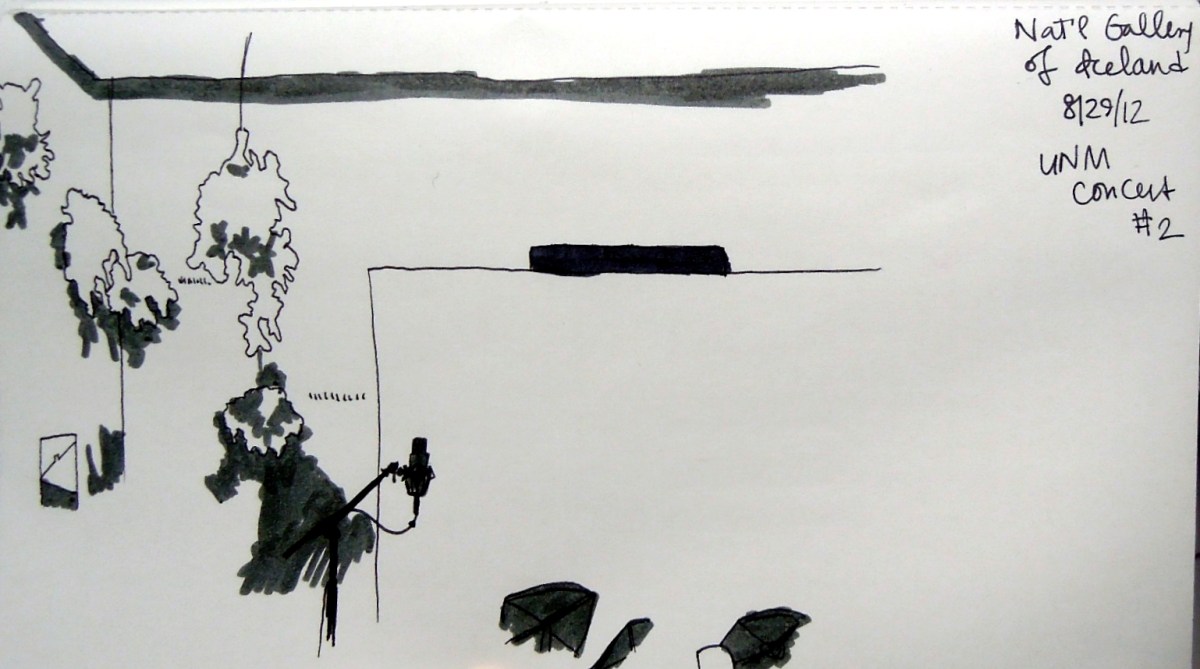 Sketch of the inside of a performance space at the National Gallery