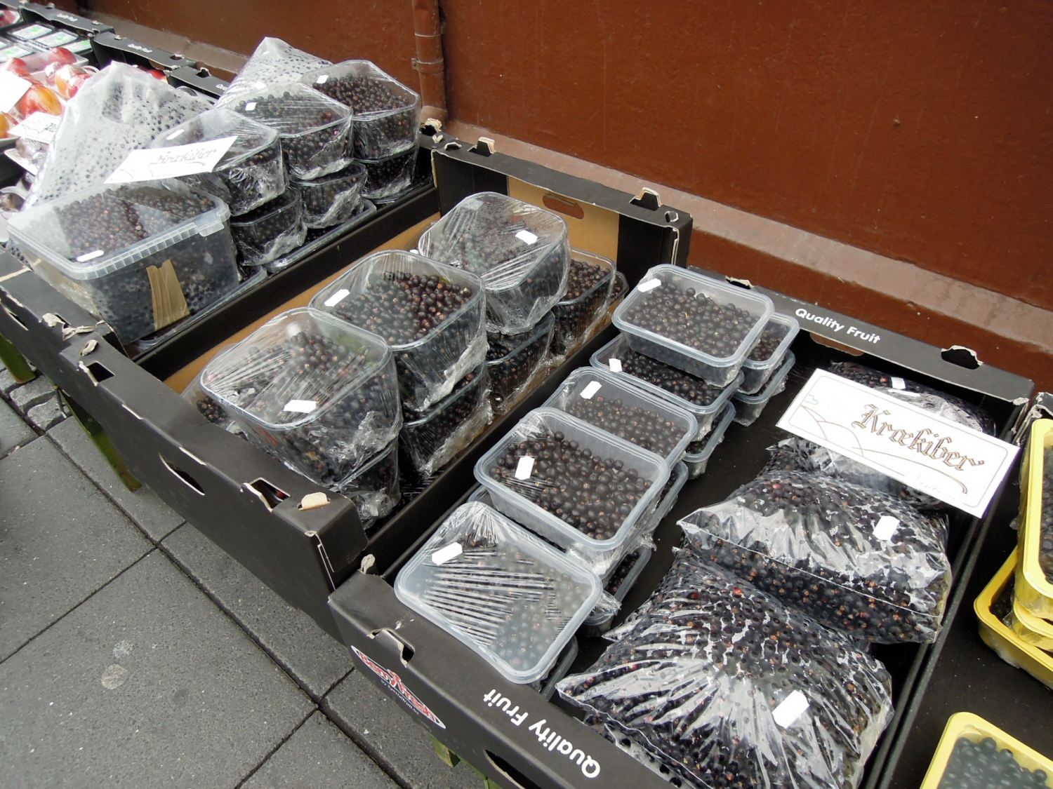 Crowberries (kraekiber) for sale at a market