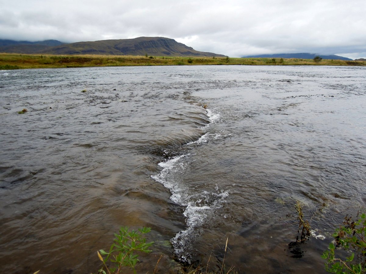 River flowing over an uneven place in the stone
