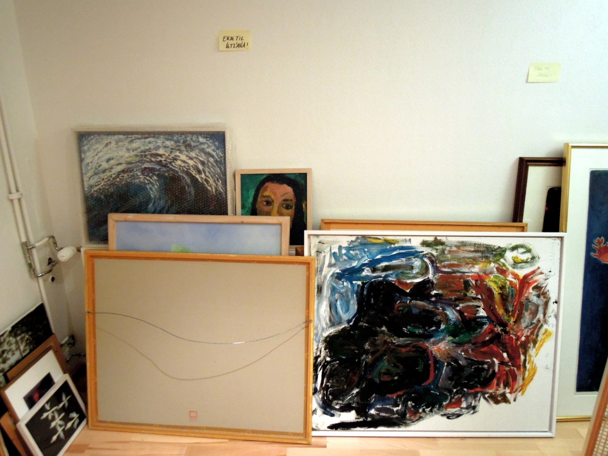 Artworks propped against the wall