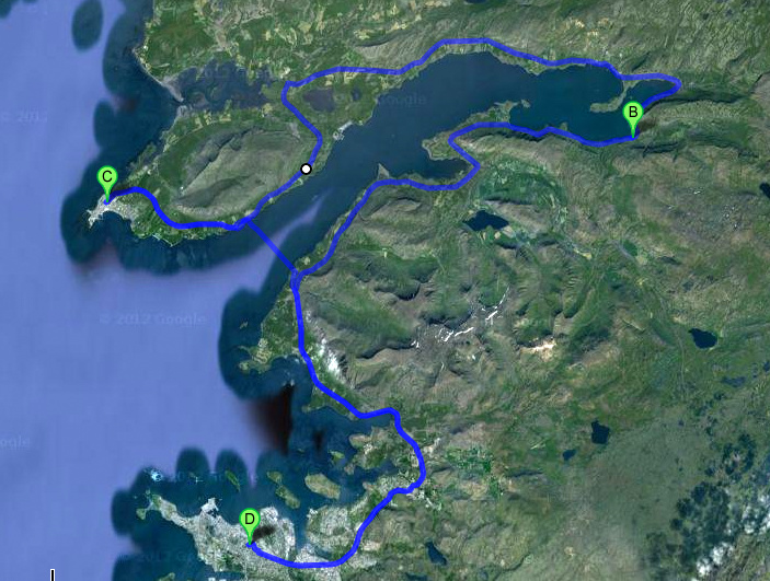 Google Satellite view of the route we took