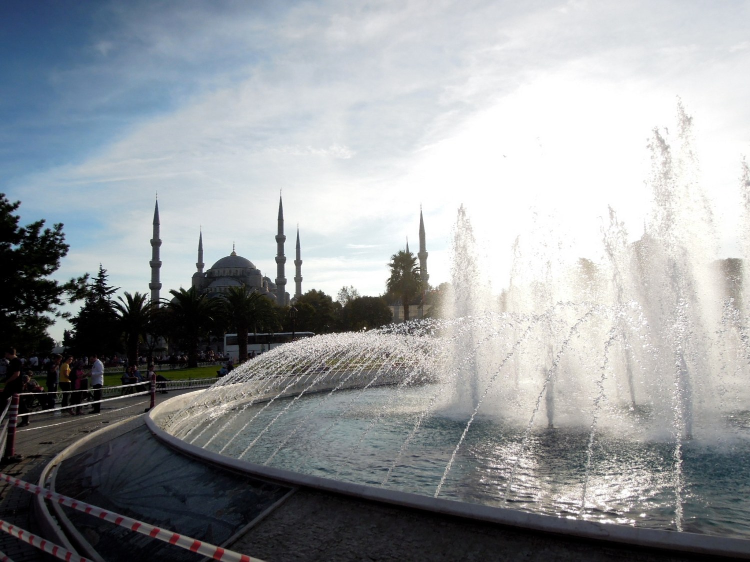 Fountain with Blue Mosque in background