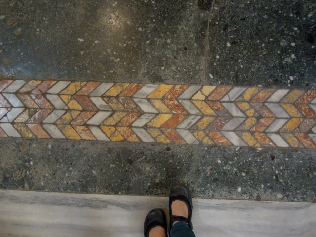 Marble inlay in floor