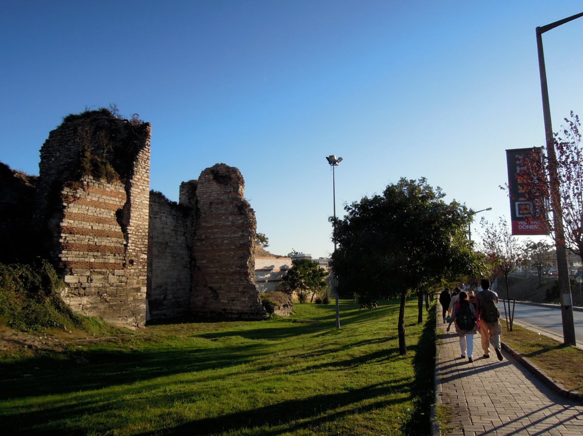 Walking along the old city walls at late afternoon