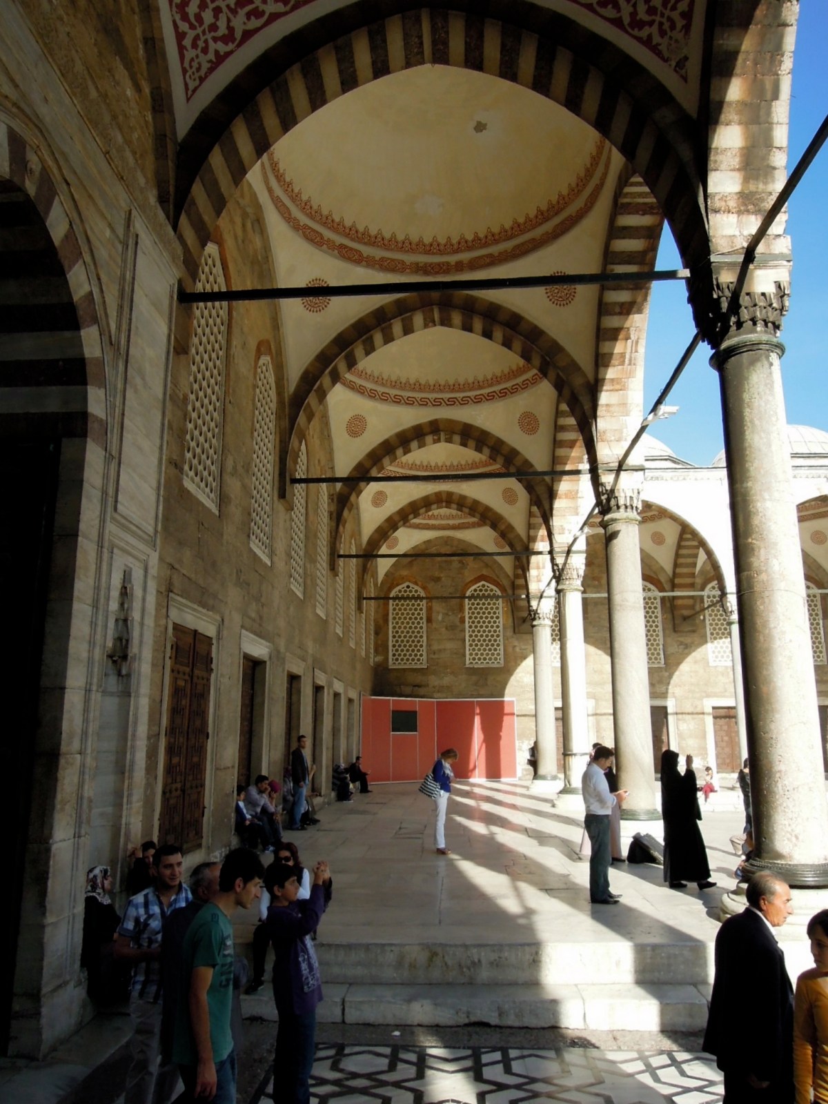 Along the sides of the courtyard of the Blue Mosque