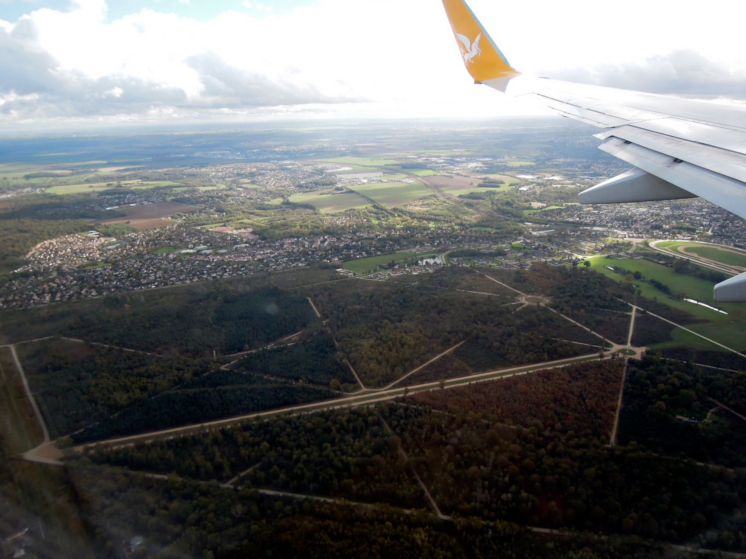 Aerial view of roads outside Paris