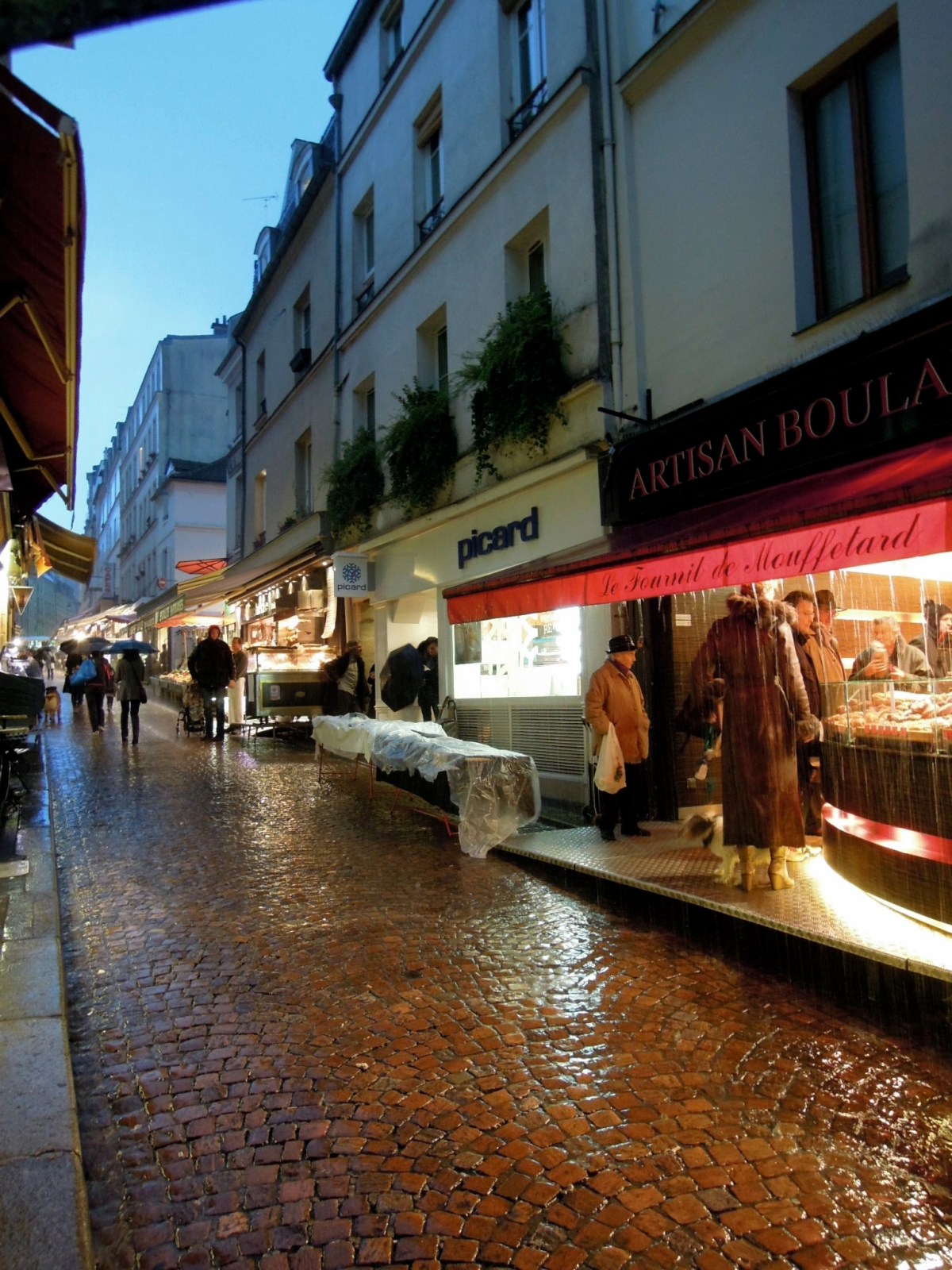 Rue Mouffetard in the rain