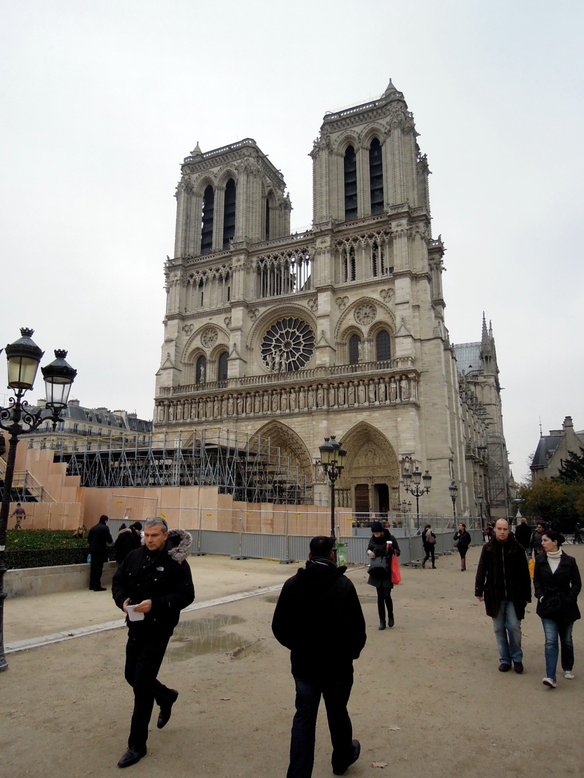 Notre Dame with construction in front