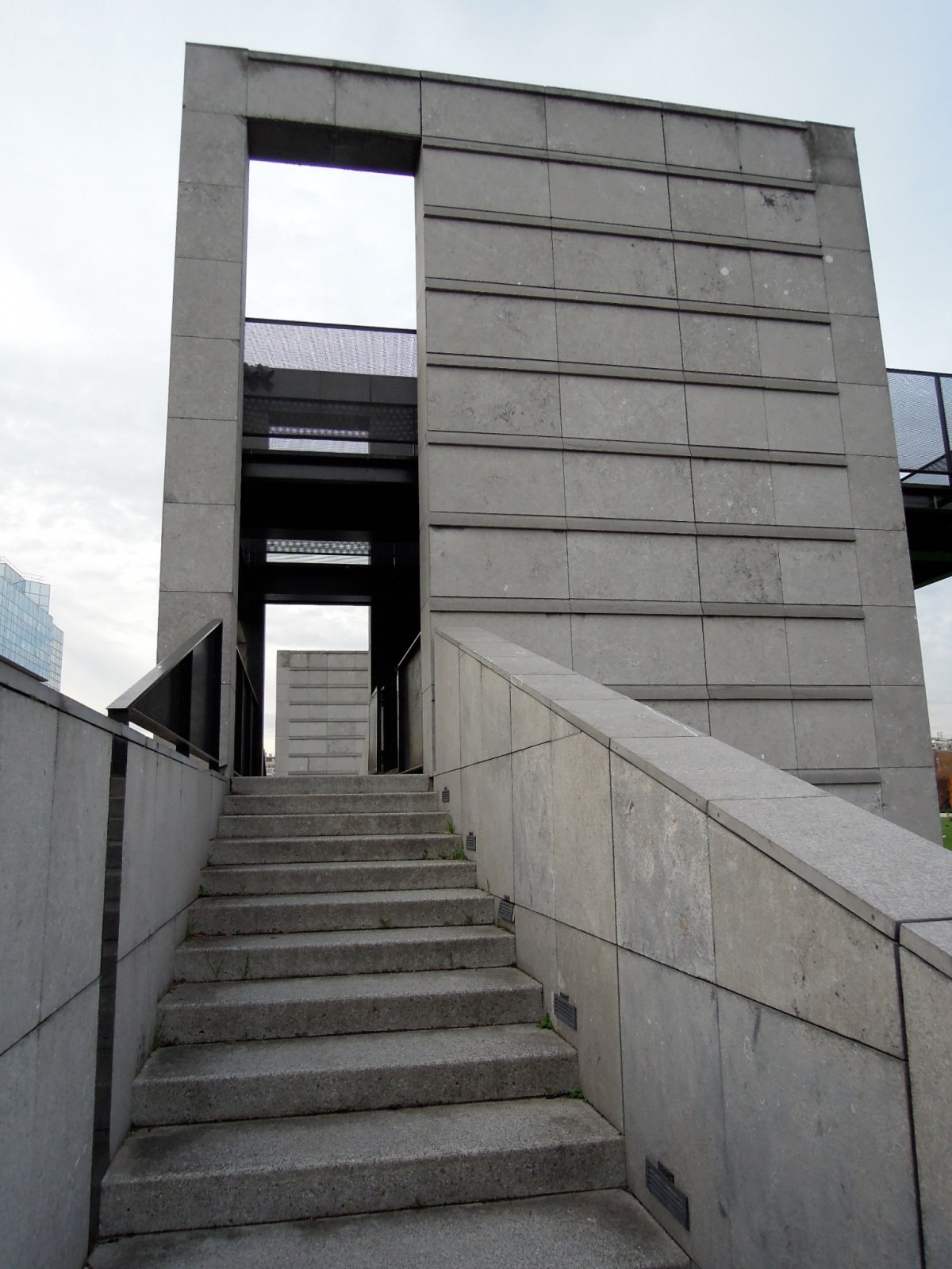 Concrete block with stairs going into it