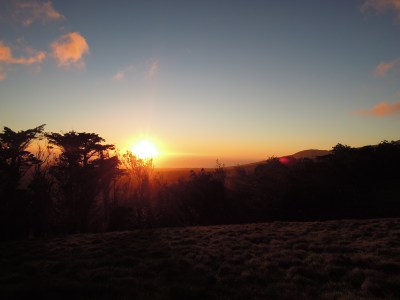 Setting sun at the horizon