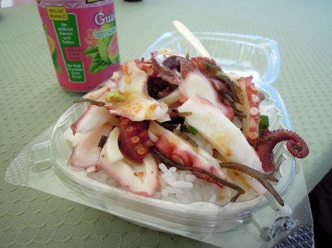 Tako (octopus) poke bowl at the farmers' market -- Erik's lunch, not mine!