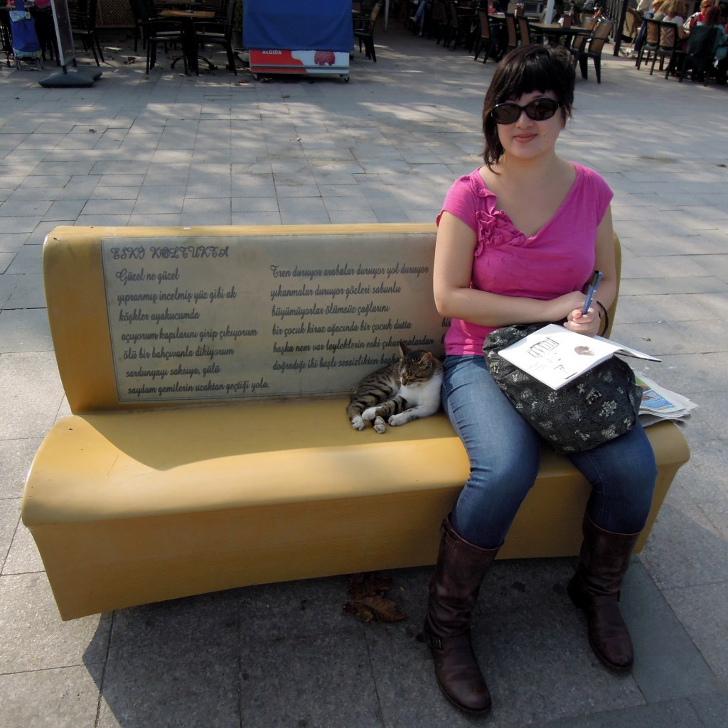 Lisa Hsia and friendly local cat, Heybeliada, Princes Islands, Istanbul