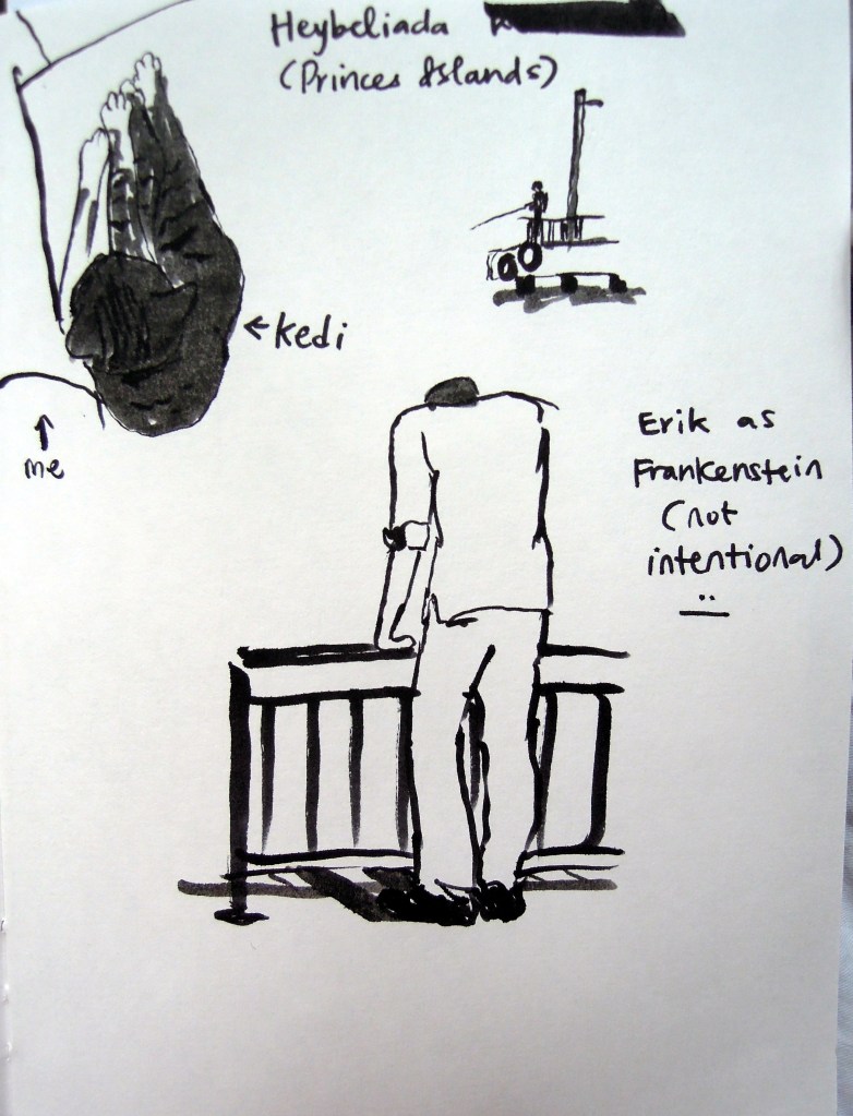 Sketches by Lisa Hsia at Heybeliada waterfront, Princes Islands, Istanbul