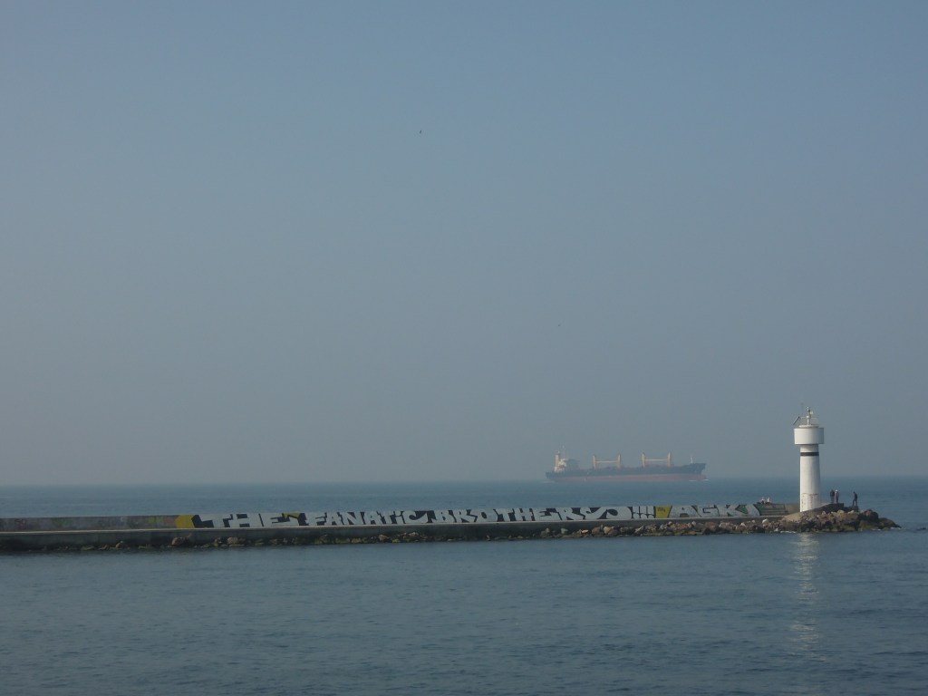 Graffiti on a pier on the Asian side of Istanbul, reading "The fanatic brothers"