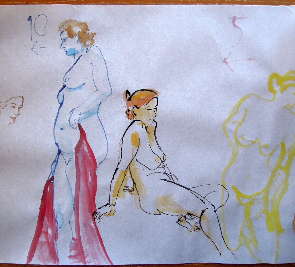 Nude watercolor gesture drawings, by Lisa Hsia