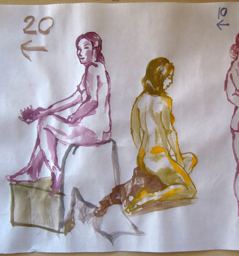 Watercolors of a nude woman, by Lisa Hsia