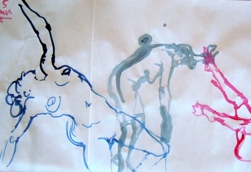 Watercolor gesture sketches of a nude woman, by Lisa Hsia