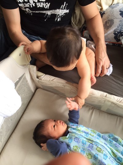 Teddy and Ada saying hello