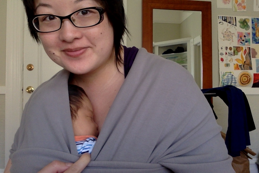 Lisa with baby Ada in a Boba wrap