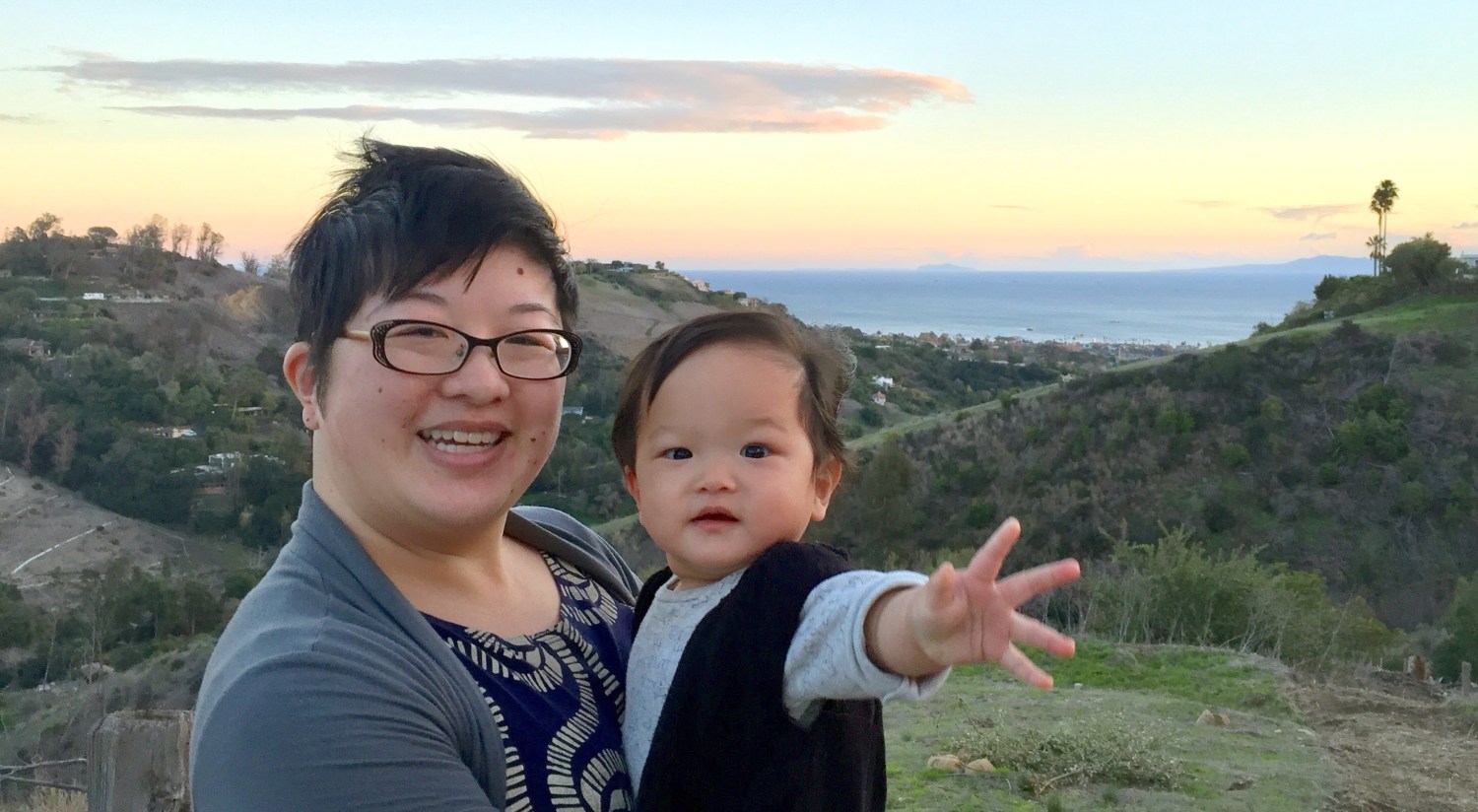 Lisa and 9-month-old Ada in Santa Barbara, Christmas 2016